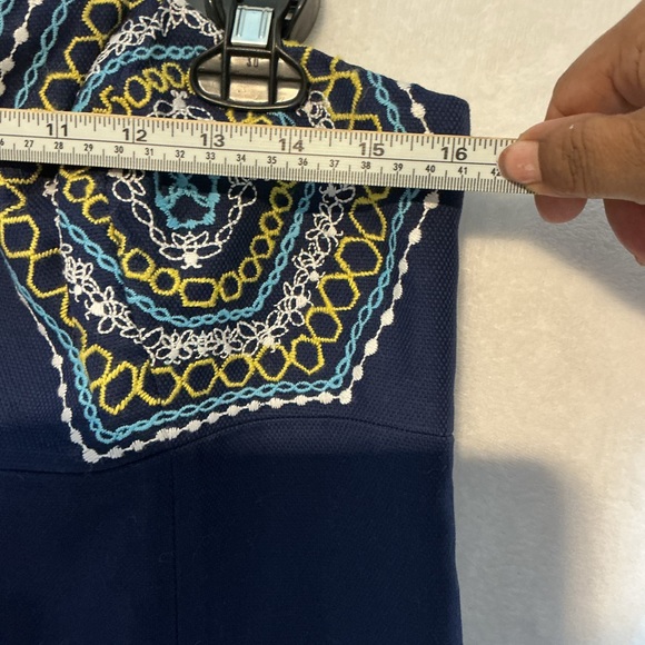 Lilly Pulitzer Strapless Dress in Navy with Geometric Accents - Picture 5 of 7